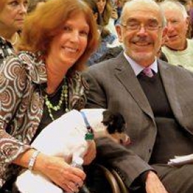 At Stamford CT's Ferguson Library reading with my good friend Kate and the amazing Java Java. This was a first for me: a canine audience member!