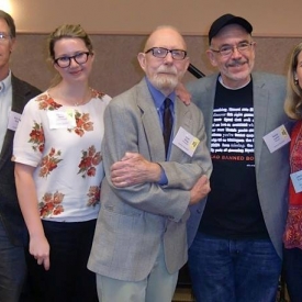 At the Northern California trade show with authors Kim Stanley Robinson, Hannah Kent, Ivan Doig, and Book Passage's Melissa Cistaro.